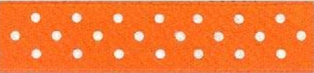 Stuha saténová 15 mm puntík oranžová