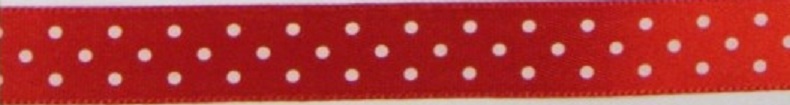 Stuha saténová 15 mm puntík červená
