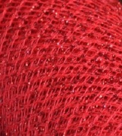Organza metalická - mřížka 39 cm červená