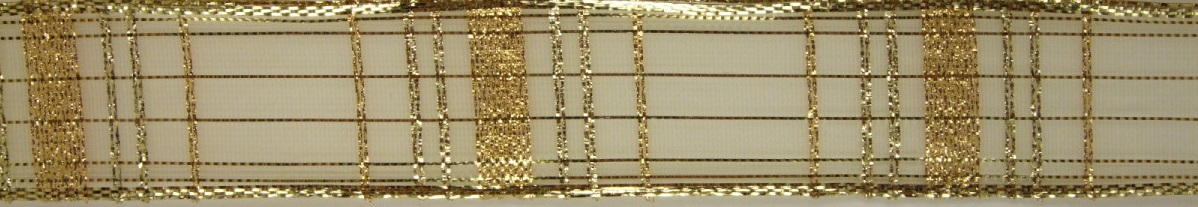 Stuha monofilová s MTP a drátem 25 mm zlatá