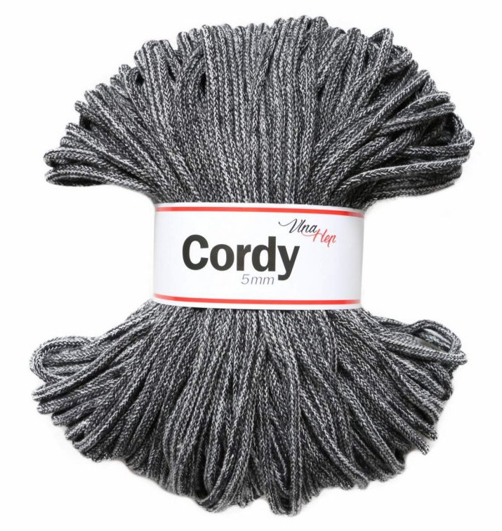 Cordy šedá + tmavě šedá 5 mm